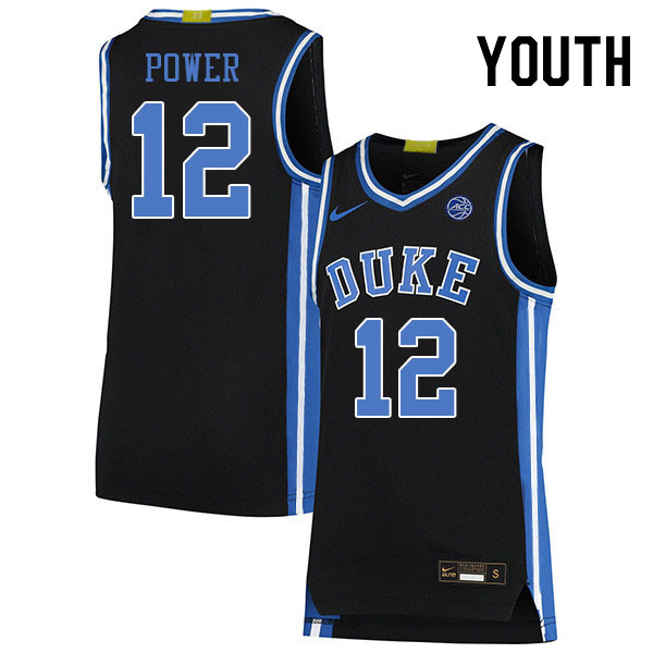 Youth #12 TJ Power Duke Blue Devils College Basketball Jerseys Stitched Sale-Black